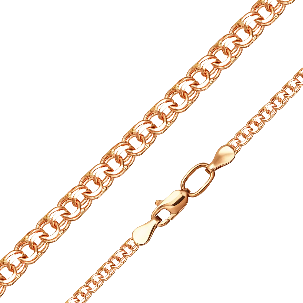 Цепь из красного золота с алмазной гранью (плетение «Бисмарк») 21-2703-050-1110-19