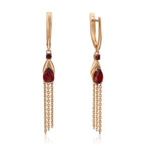 Серьги с английским замком из красного золота с гранатами 02-4554-00-204-1110-57