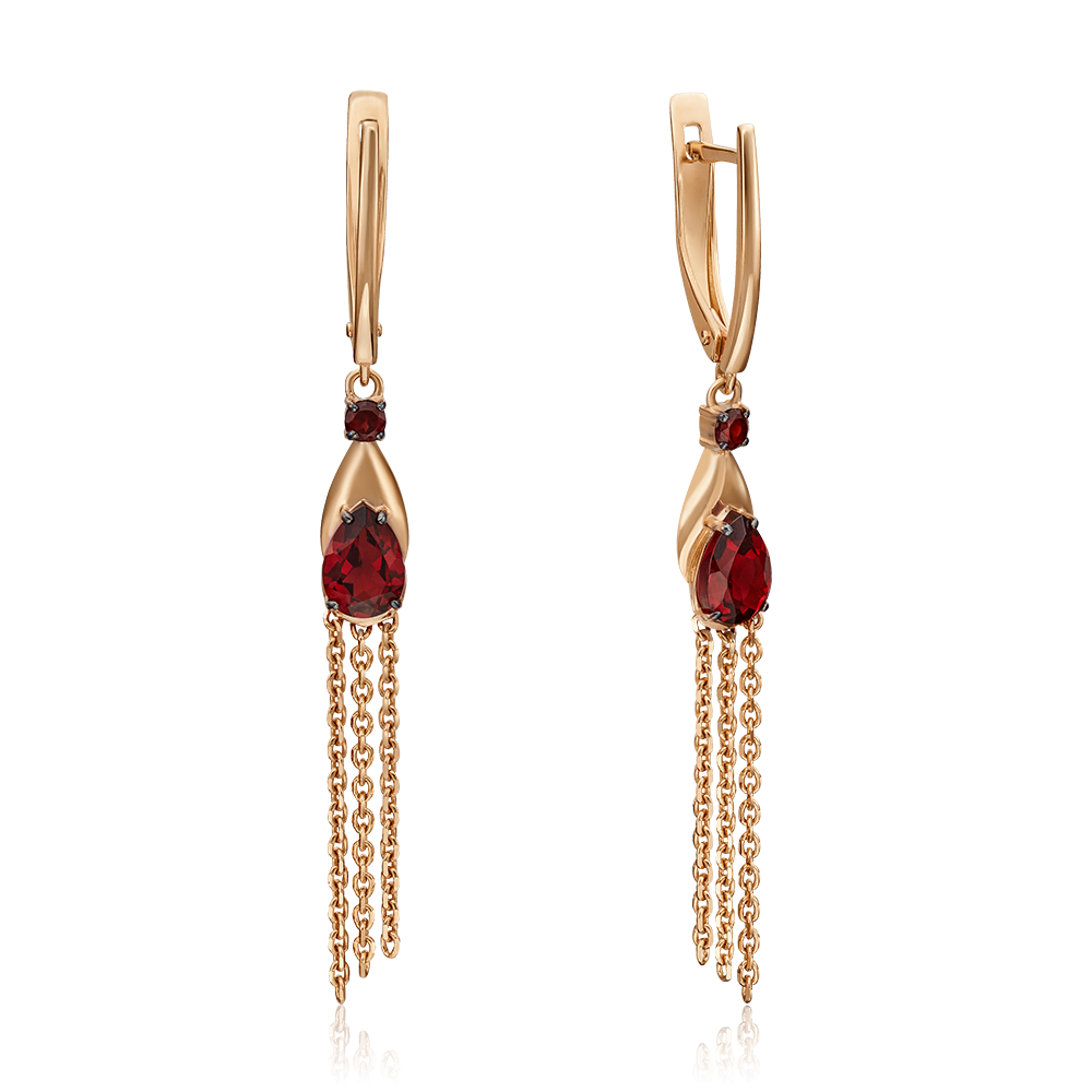 Серьги с английским замком из красного золота с гранатами 02-4554-00-204-1110-57