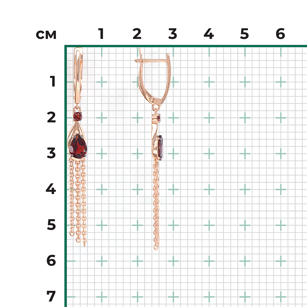 Серьги с английским замком из красного золота с гранатами 02-4554-00-204-1110-57