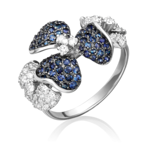 Кольцо «Триллиум» из белого золота с бриллиантами и сапфирами 01-1387-00-105-1120-30