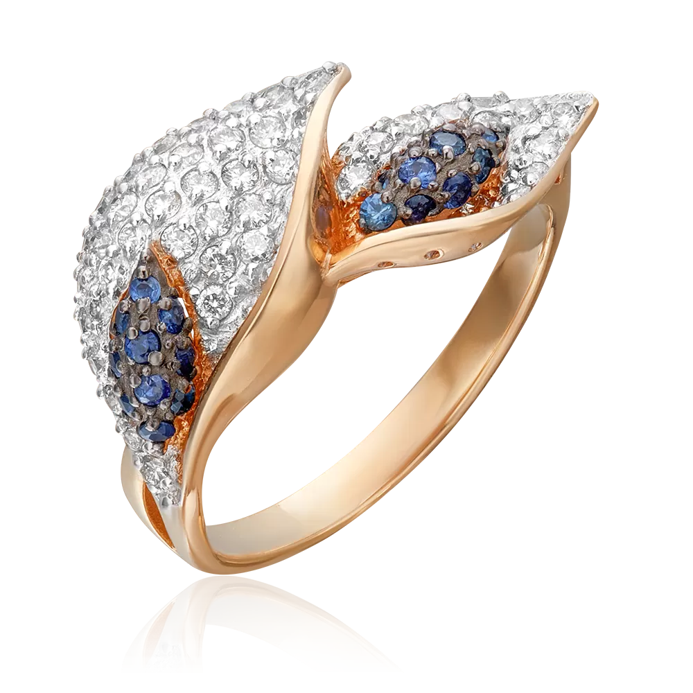 Кольцо «Каллы» из красного золота с бриллиантами и сапфирами 01-1389-00-105-1110-30