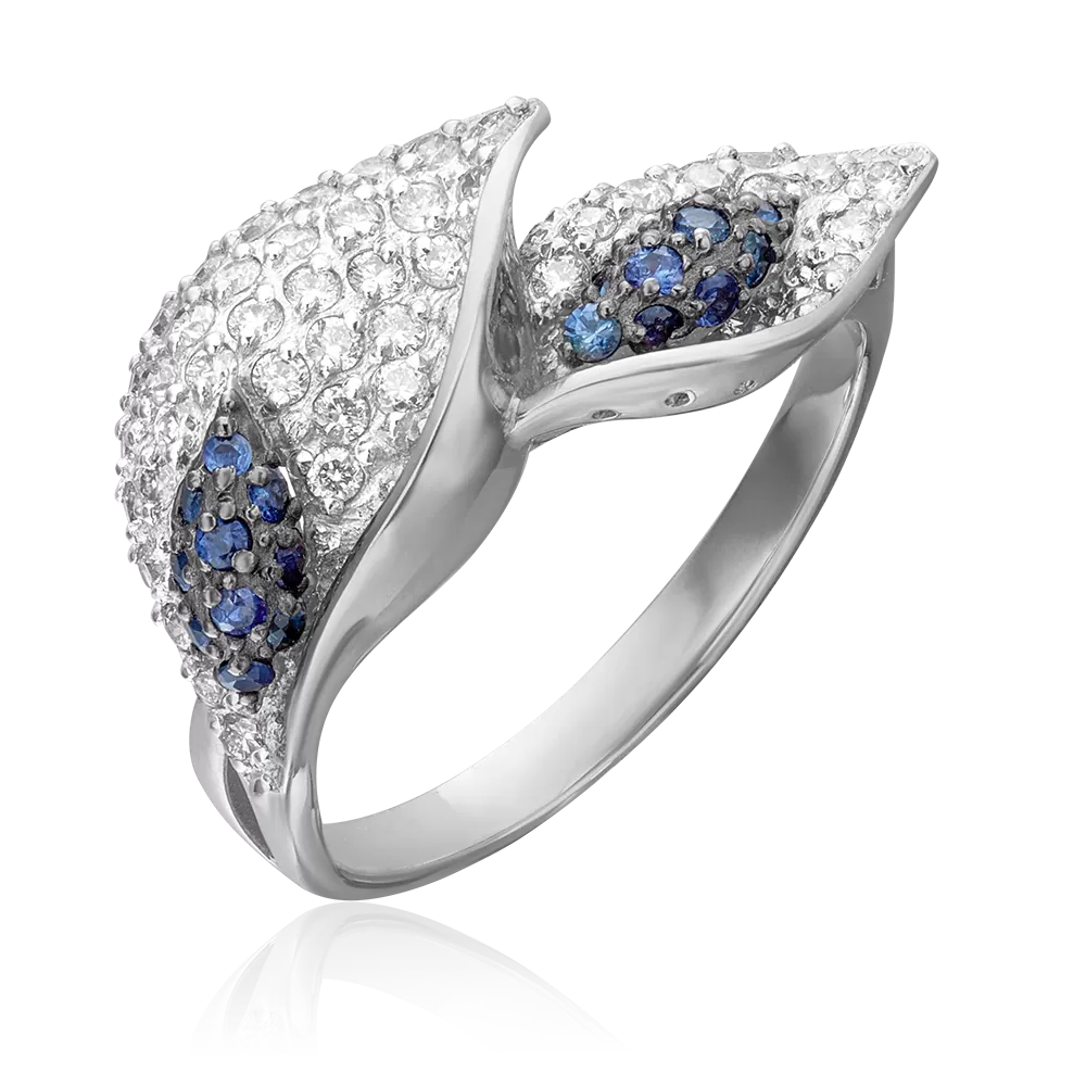 Кольцо «Каллы» из белого золота с бриллиантами и сапфирами 01-1390-00-105-1120-30