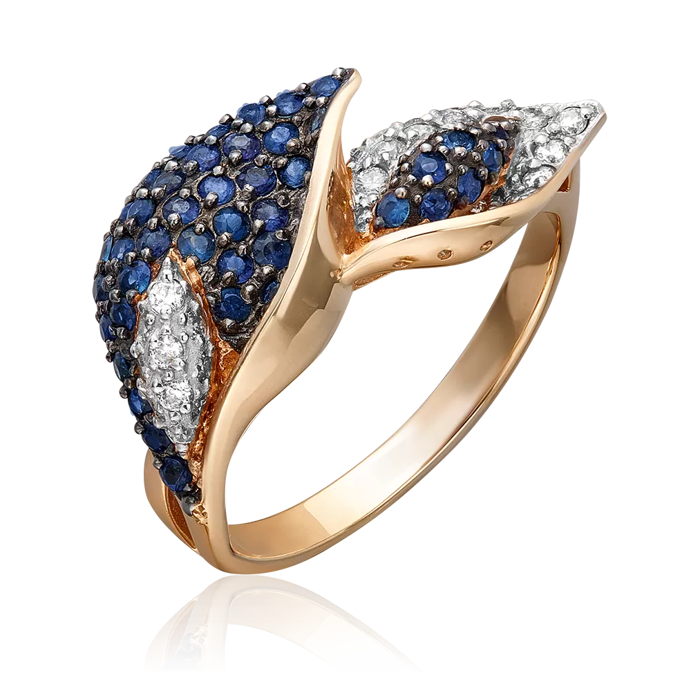 Кольцо «Каллы» из красного золота с бриллиантами и сапфирами 01-1391-00-105-1110-30