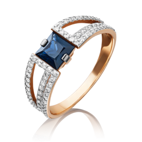 Кольцо из красного золота с сапфиром и бриллиантами 01-1395-00-105-1110-30