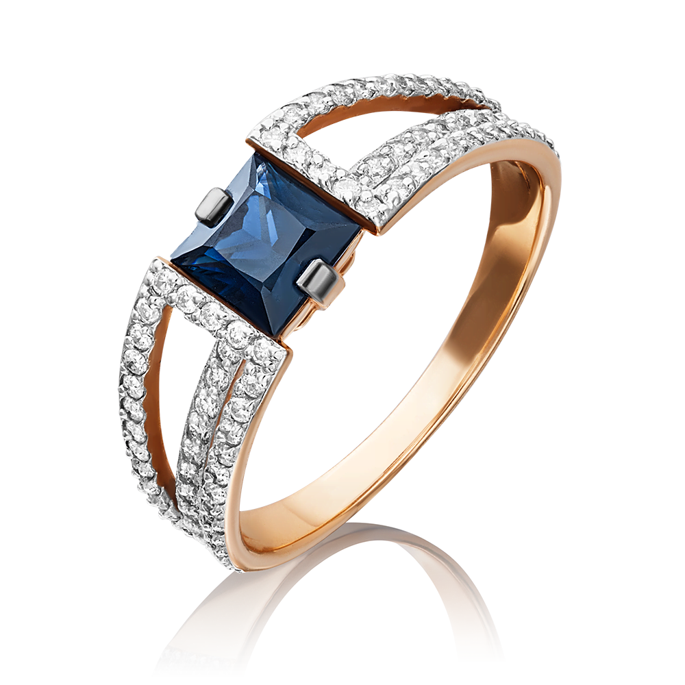 Кольцо из красного золота с сапфиром и бриллиантами 01-1395-00-105-1110-30