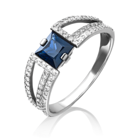 Кольцо из белого золота с сапфиром и бриллиантами 01-1396-00-105-1120-30