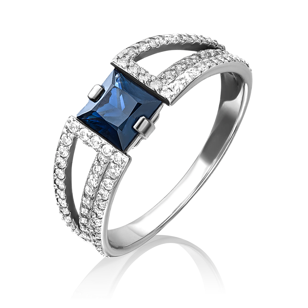 Кольцо из белого золота с сапфиром и бриллиантами 01-1396-00-105-1120-30