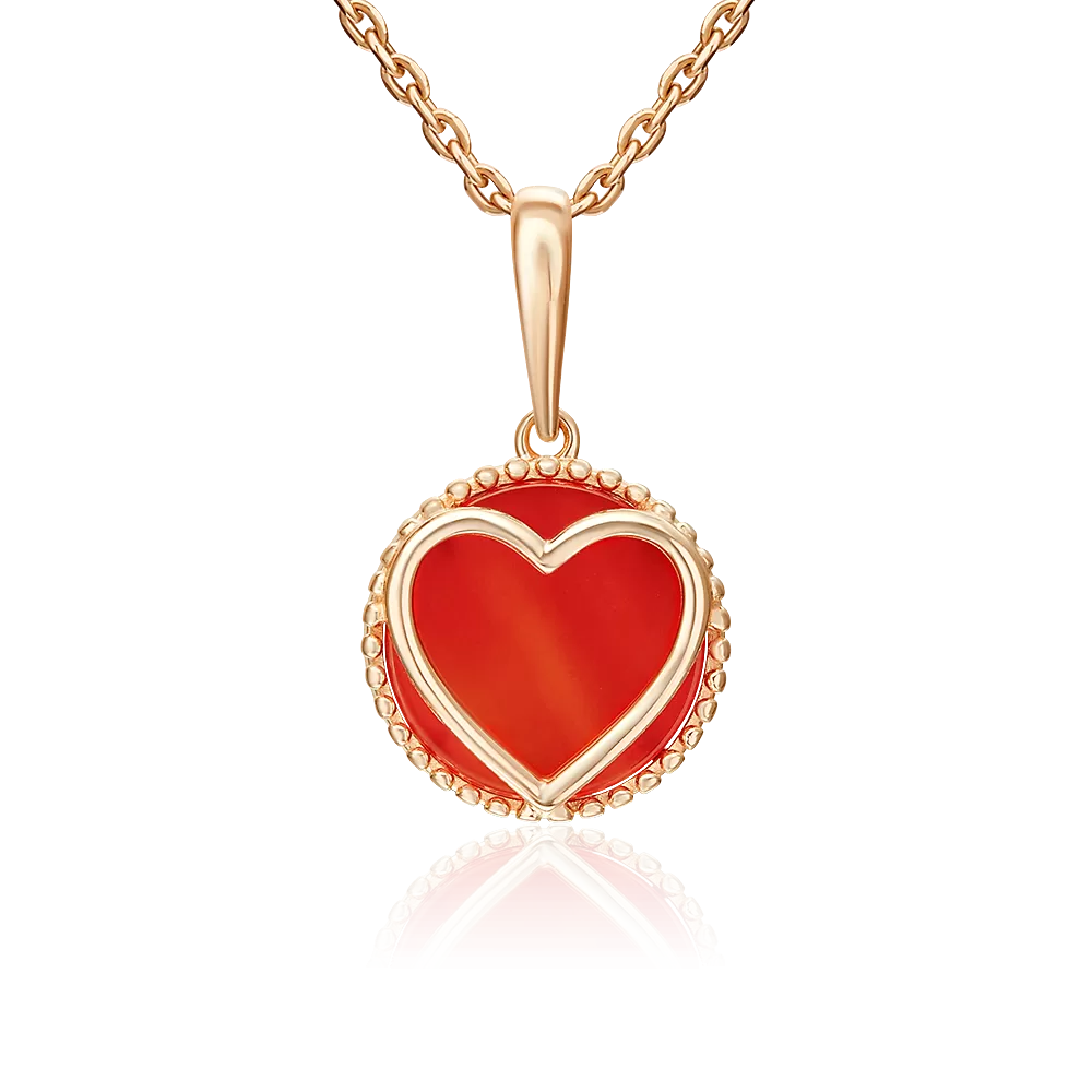 Подвеска «Пылкая любовь» из красного золота с сердоликом 03-3601-00-748-1110