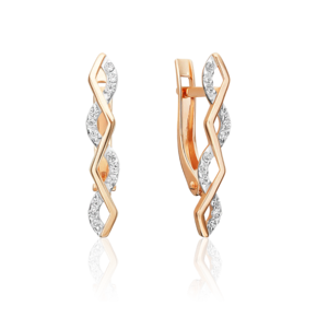 Серьги с английским замком из красного золота с фианитами 02-5571-00-401-1110