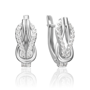 Серьги с английским замком из белого золота с фианитами 02-5564-00-401-1120