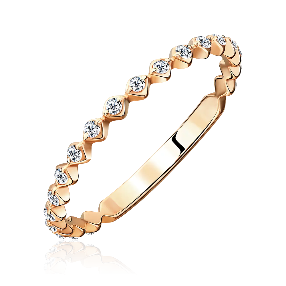 Кольцо из красного золота с фианитами 01-5294-00-401-1110-48