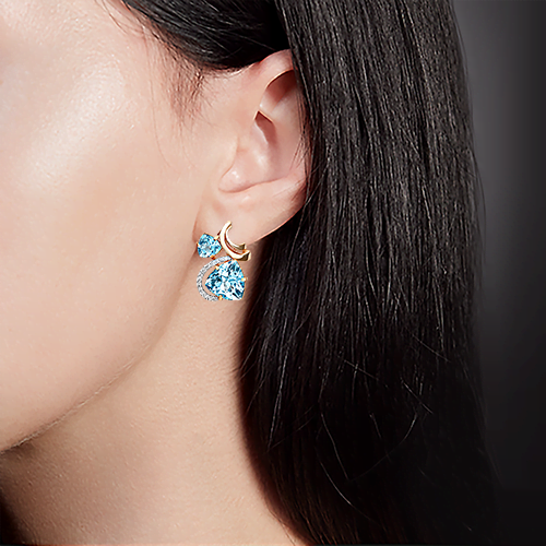 Серьги с английским замком из красного золота с топазами и бриллиантами 02-3021-00-113-1110-30