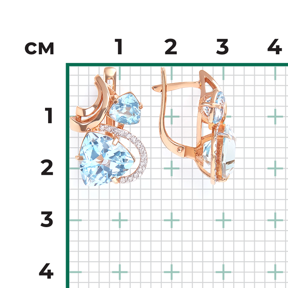 Серьги с английским замком из красного золота с топазами и бриллиантами 02-3021-00-113-1110-30