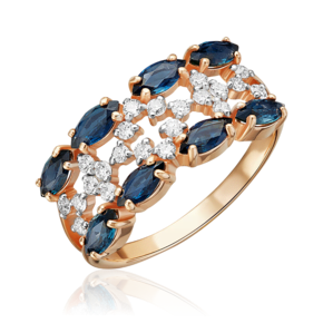 Кольцо из красного золота с сапфирами и бриллиантами 01-1147-00-105-1110-30