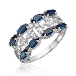 Кольцо из белого золота с сапфирами и бриллиантами 01-1148-00-105-1120-30