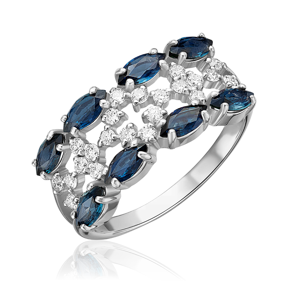 Кольцо из белого золота с сапфирами и бриллиантами 01-1148-00-105-1120-30