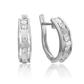 Серьги с английским замком из белого золота с фианитами 02-4545-00-401-1120-03