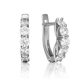 Серьги с английским замком из белого золота с фианитами 02-4581-00-401-1120