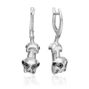 Серьги «Сурикаты» с английским замком из серебра с эмалью 02-5114-00-000-0200