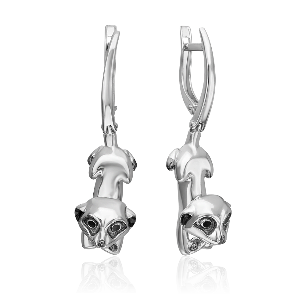 Серьги «Сурикаты» с английским замком из серебра с эмалью 02-5114-00-000-0200