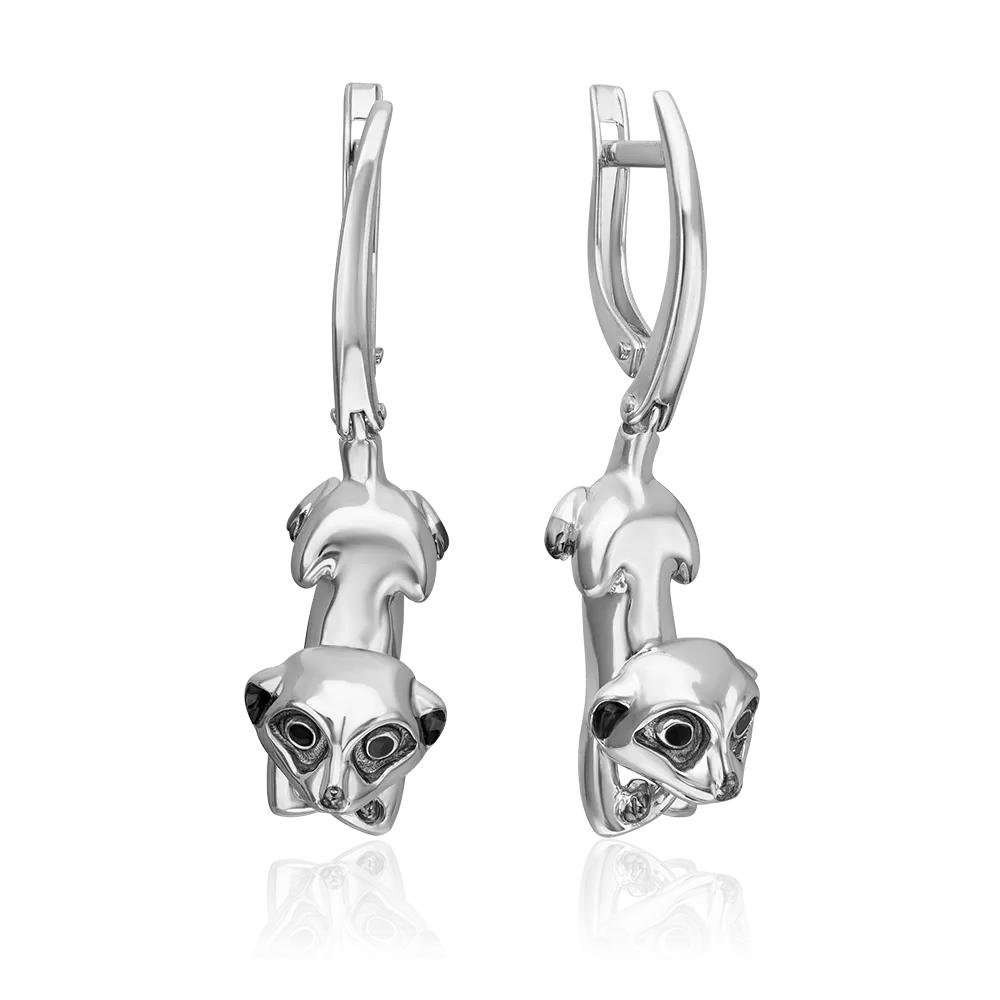 Серьги «Сурикаты» с английским замком из серебра с эмалью 02-5114-00-000-0200