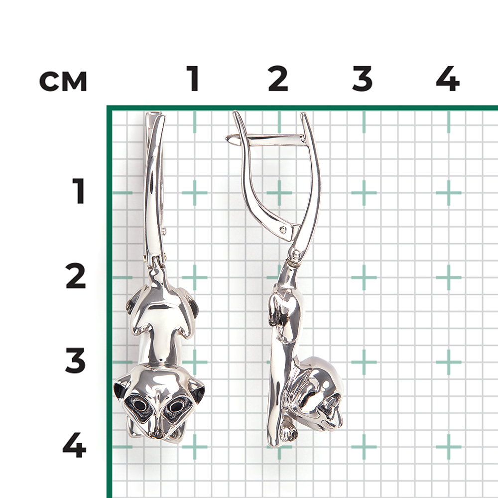 Серьги «Сурикаты» с английским замком из серебра с эмалью 02-5114-00-000-0200