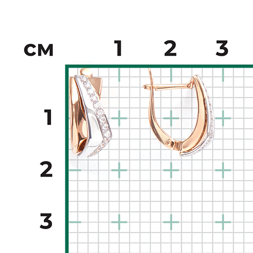 Серьги с английским замком из комбинированного золота с фианитами 02-4579-00-401-1111-24