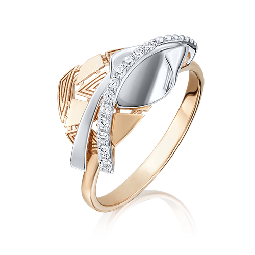 Кольцо из комбинированного золота с фианитами 01-5066-00-401-1111-48