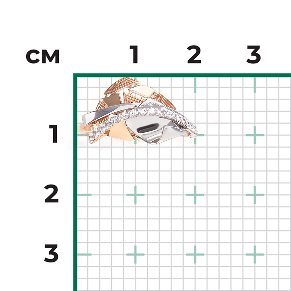 Кольцо из комбинированного золота с фианитами 01-5066-00-401-1111-48