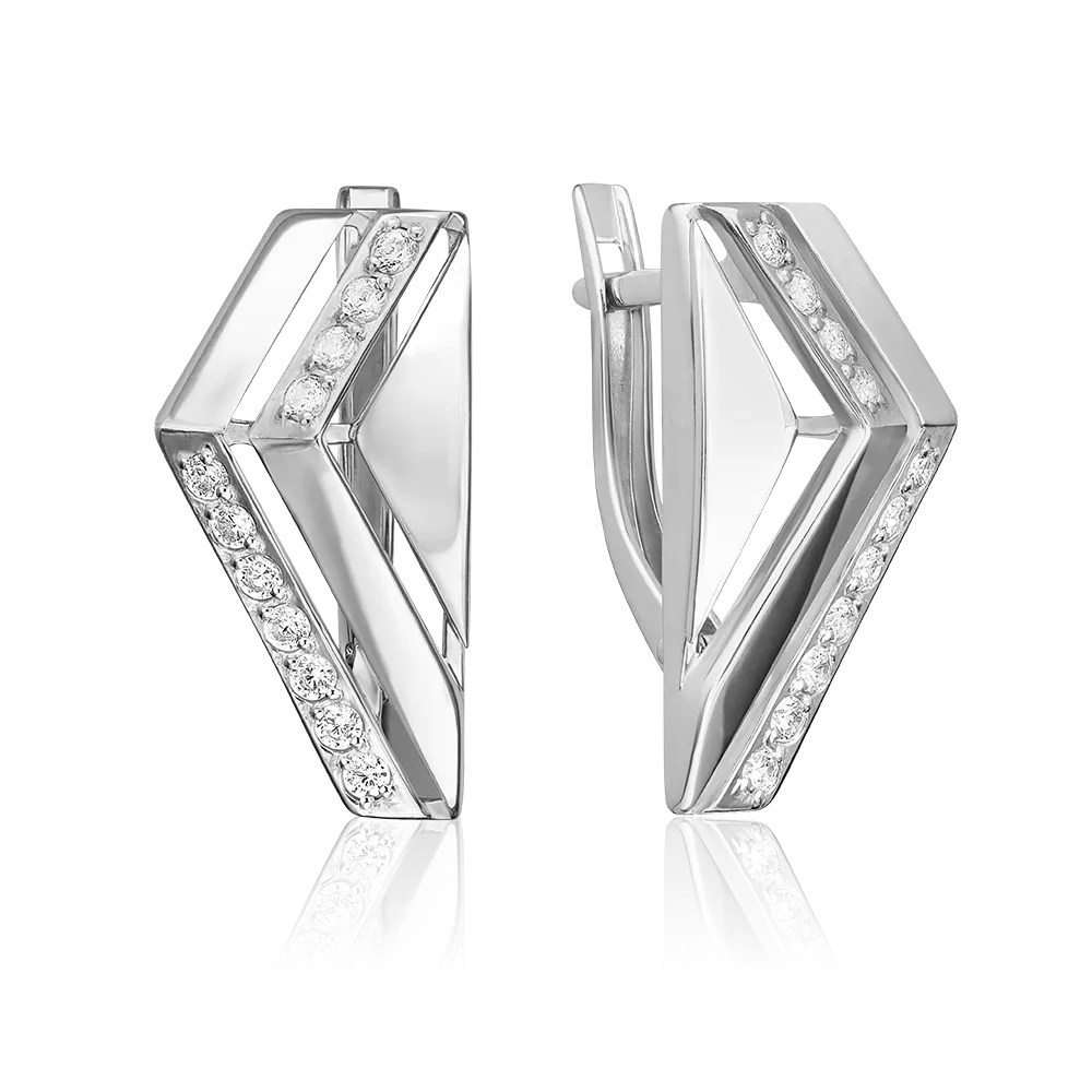 Серьги с английским замком из серебра с фианитами 02-5059-00-401-0200