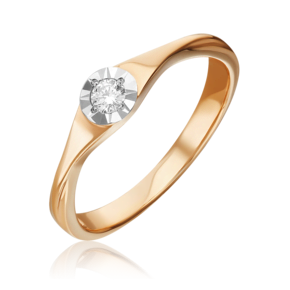 Кольцо из красного золота с бриллиантом 01-1562-00-101-1110-30