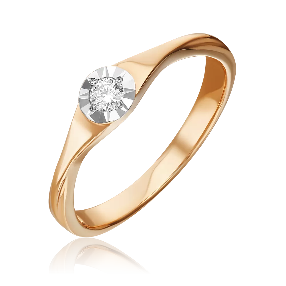 Кольцо из красного золота с бриллиантом 01-1562-00-101-1110-30
