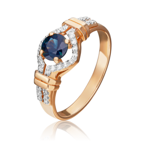 Кольцо из красного золота с сапфиром и бриллиантами 01-1563-00-105-1110-30