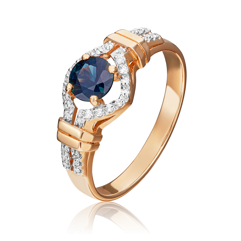 Кольцо из красного золота с сапфиром и бриллиантами 01-1563-00-105-1110-30