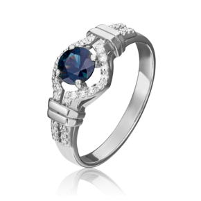 Кольцо из белого золота с сапфиром и бриллиантами 01-1563-00-105-1120-30