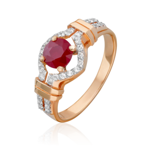 Кольцо из красного золота с рубином и бриллиантами 01-1563-00-107-1110-30