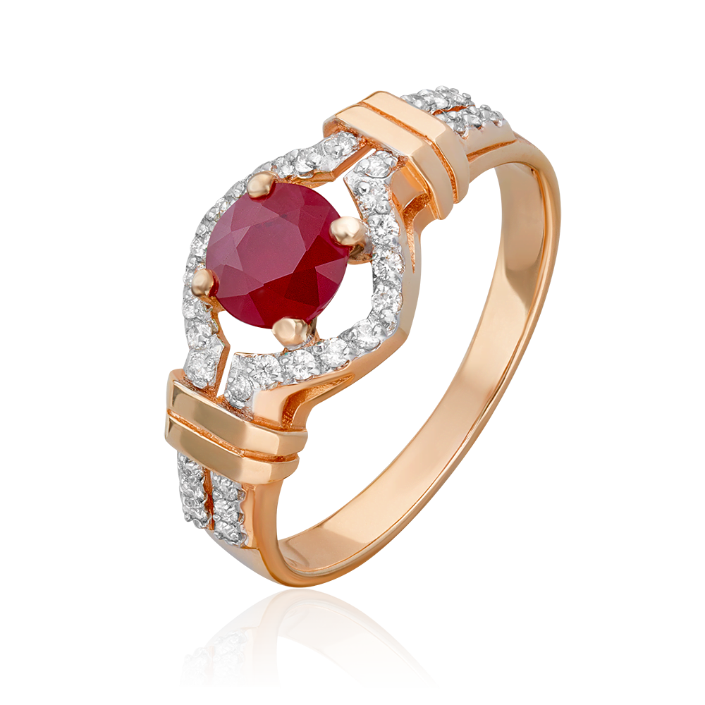 Кольцо из красного золота с рубином и бриллиантами 01-1563-00-107-1110-30