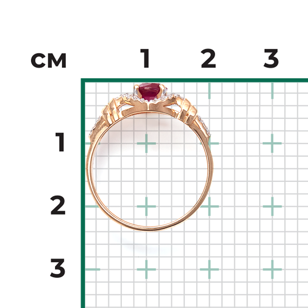 Кольцо из красного золота с рубином и бриллиантами 01-1563-00-107-1110-30
