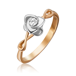 Кольцо из комбинированного золота с бриллиантом 01-1564-00-101-1111-30