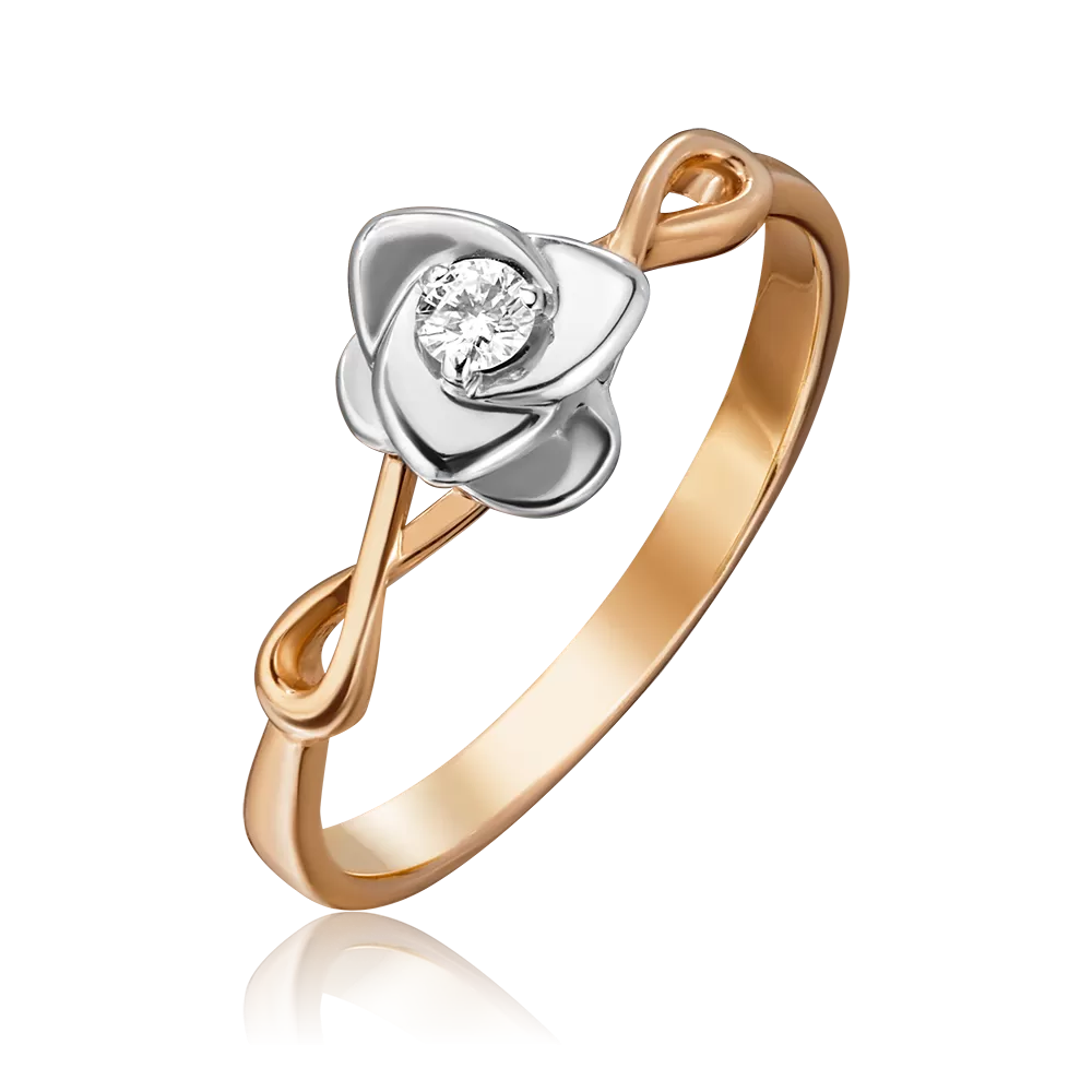 Кольцо из комбинированного золота с бриллиантом 01-1564-00-101-1111-30