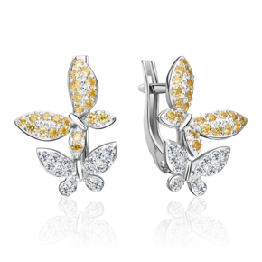 Серьги с английским замком из серебра с фианитами 02-3176-00-404-0200