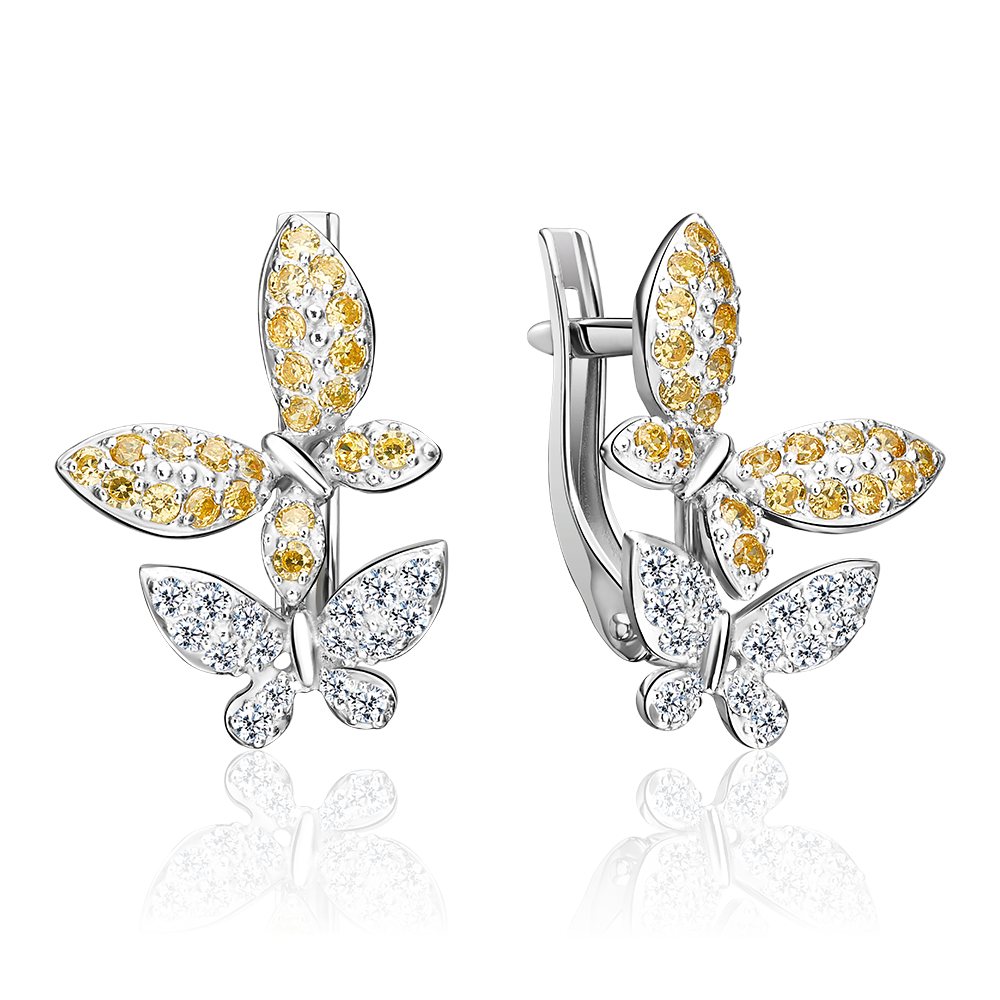 Серьги с английским замком из серебра с фианитами 02-3176-00-404-0200