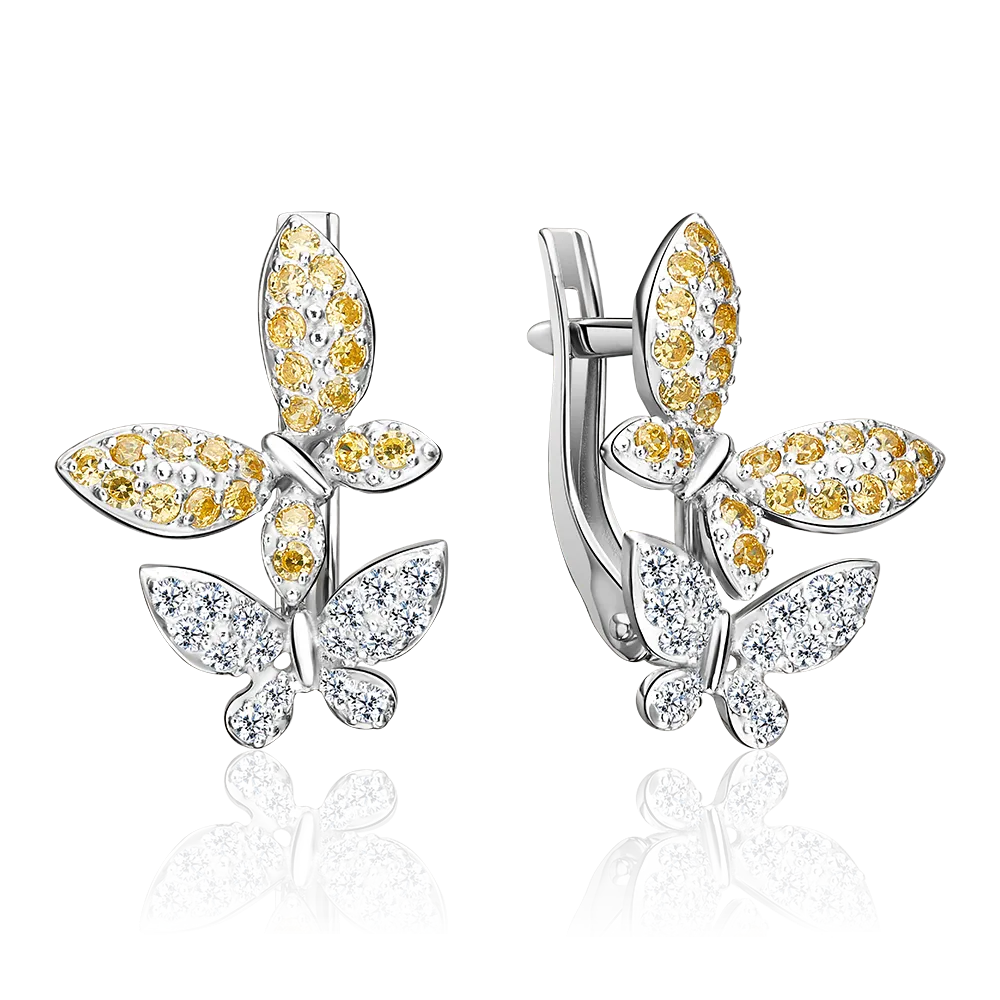Серьги с английским замком из серебра с фианитами 02-3176-00-404-0200