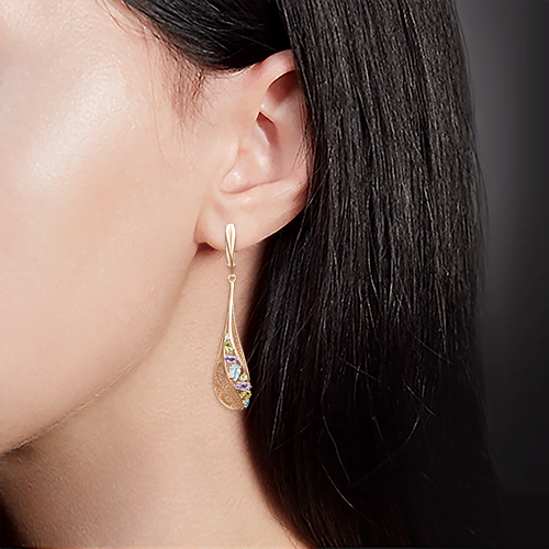 Серьги с английским замком из красного золота с миксом камней 02-3678-00-295-1110-46