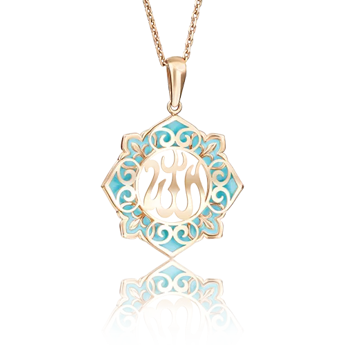 Мусульманская подвеска из красного золота с эмалью 03-2486-01-000-1110-25