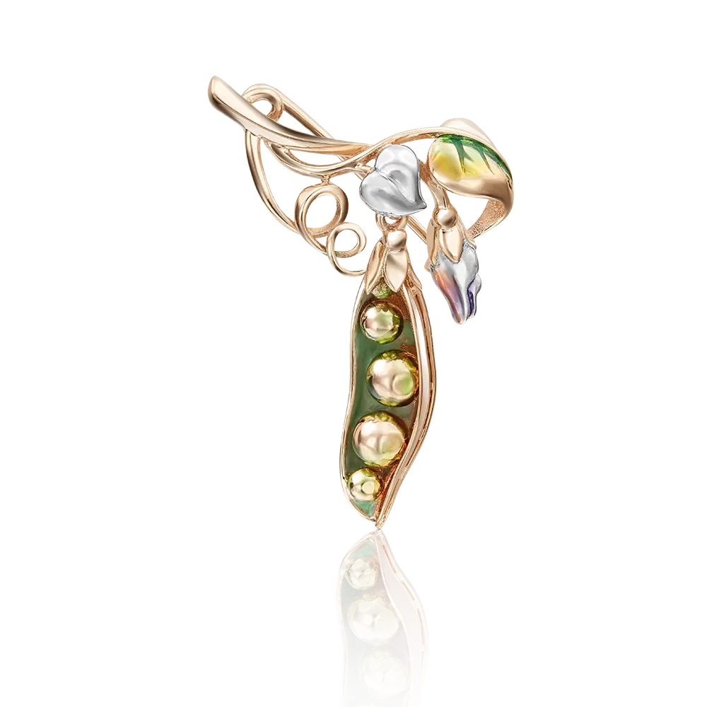 Брошь «Горох»  из красного золота с эмалью 04-0188-00-000-1110-25