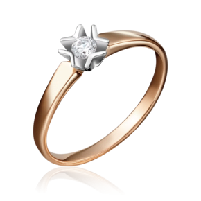 Помолвочное кольцо из комбинированного золота с бриллиантом 01-5145-00-101-1111-30