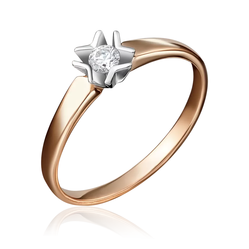 Помолвочное кольцо из комбинированного золота с бриллиантом 01-5145-00-101-1111-30