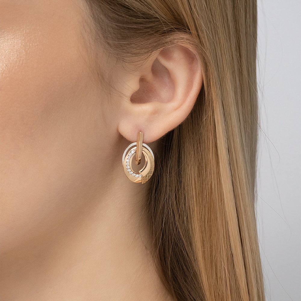 Серьги с английским замком из комбинированного золота с фианитами 02-4102-00-401-1113-66